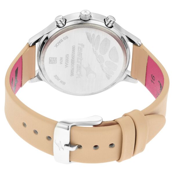 Fastrack Ruffles Quartz Multifunction Beige Dial Leather Strap Watch for Girls - image number 5