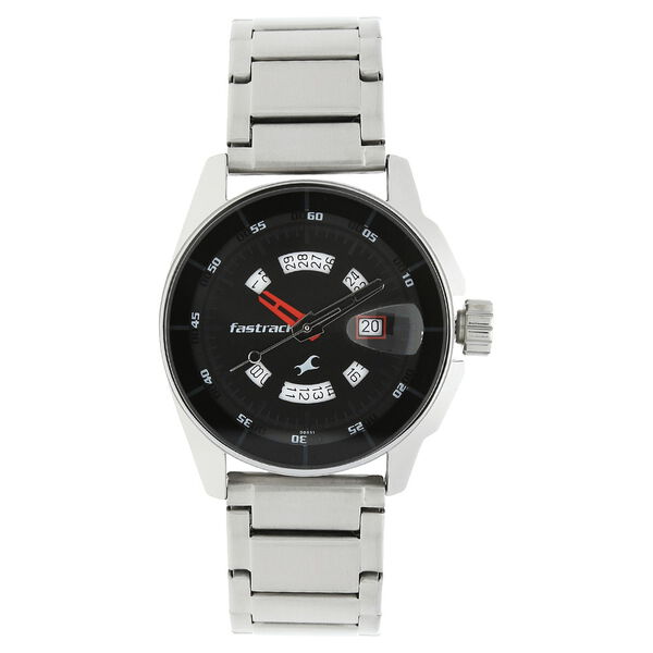 Fastrack Quartz Analog with Date Black Dial Stainless Steel Strap Watch for Guys - image number 0