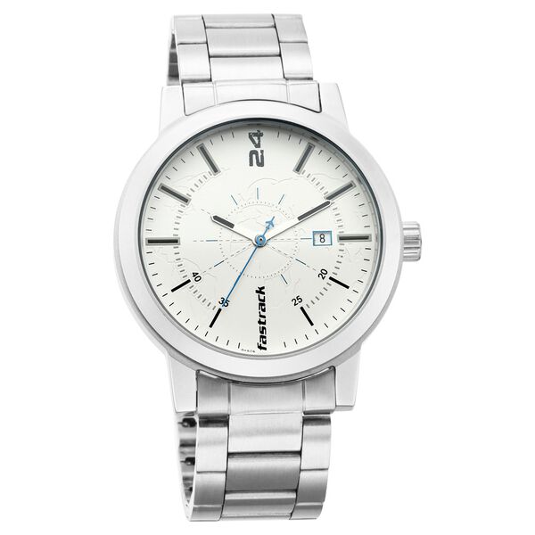 Fastrack Tripster Quartz Analog with Date White Dial Stainless Steel Strap Watch for Guys - image number 1
