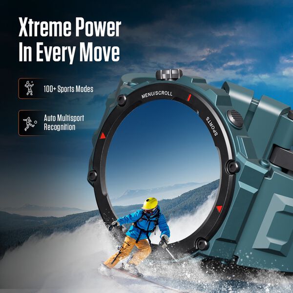 Fastrack Xtreme Pro with 3.6 cm AMOLED Display, Rugged Design, SingleSync BT Calling, Functional Crown with Black Strap - image number 3