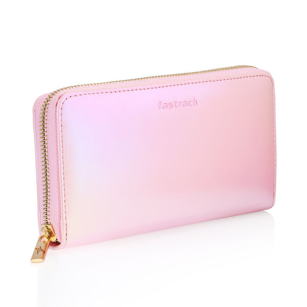 Fastrack Pink Glossy Zip-Around Wallet - image number 1