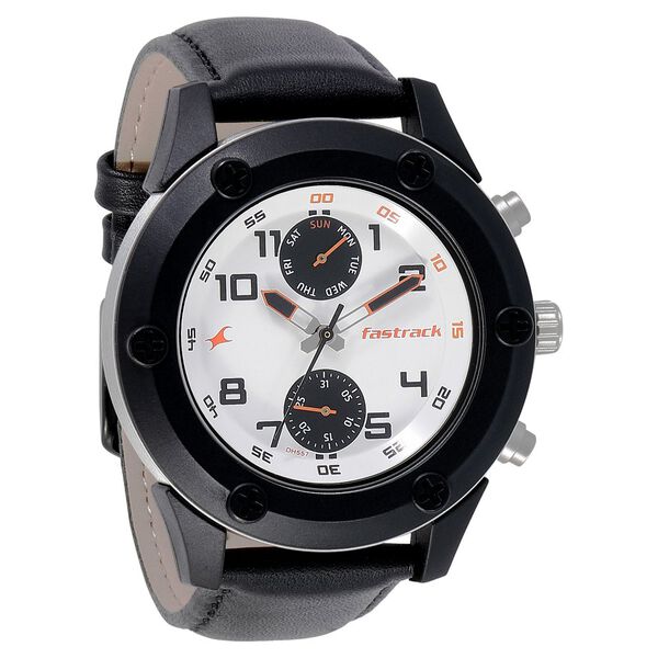 Fastrack Modular Quartz Analog White Dial Leather Strap Watch for Guys - image number 1