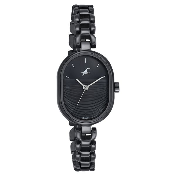 Fastrack Style Up Black Dial Metal Strap Watch for Girls - image number 0