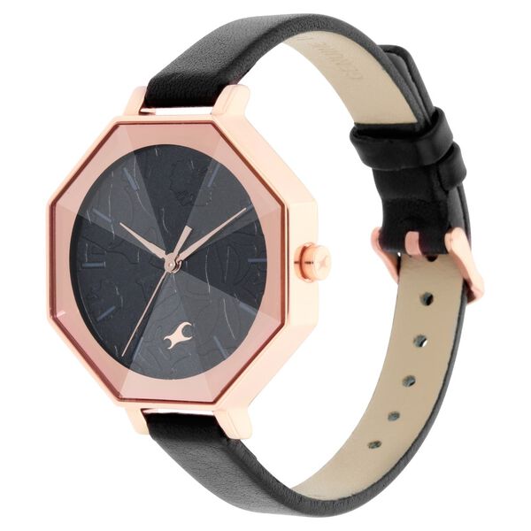 Fastrack Paint Me Quartz Analog Black Dial Leather Strap Watch for Girls - image number 2