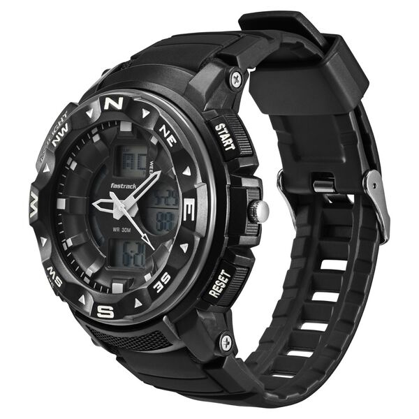Fastrack AnaDigi Black Dial Black Colour Plastic Strap Unisex Watch - image number 2