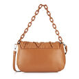 Fastrack Pleat-Quilted Satchel with Acetate Chain Handle in Tan - image number 3