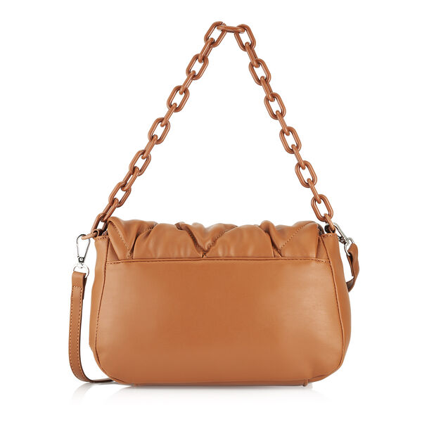 Fastrack Pleat-Quilted Satchel with Acetate Chain Handle in Tan - image number 3