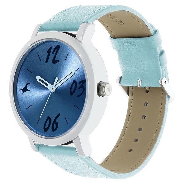 Fastrack Tropical Waters Quartz Analog Blue Dial Leather Strap Watch for Girls - image number 2
