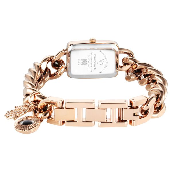 Fastrack Vyb Prodigy Quartz Analog White Dial Rose Gold Color Metal Strap Watch For Girls - image number 5
