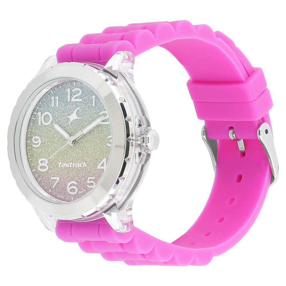 Buy Online Fastrack Trendies Quartz Analog Multicoloured Dial Silicone Strap Watch for Girls 68009pp03 Fastrack