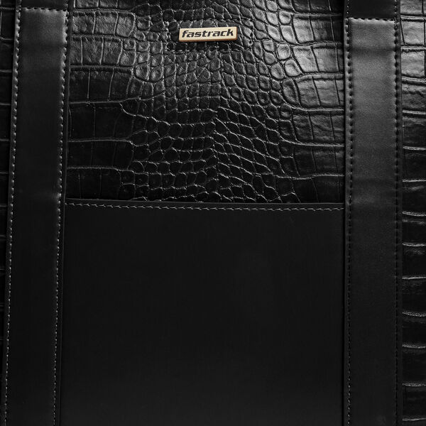Fastrack Chic Textured Tote Bag for Women | Stylish Casual Bag for Ladies, Women, Girls | Trendy Everyday College Bag Made of High-Quality Faux Leather (Black) - image number 8