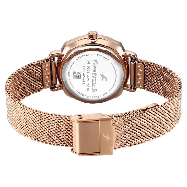 Fastrack Stunners Quartz Analog Purple Dial Rose Gold Stainless Steel Strap Watch For Girls - image number 5
