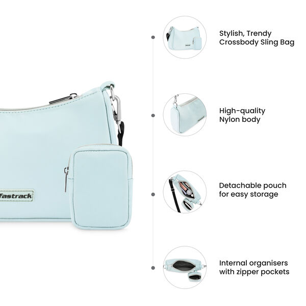 Fastrack Silver Grey Crossbody Sling Bag for Girls - image number 9