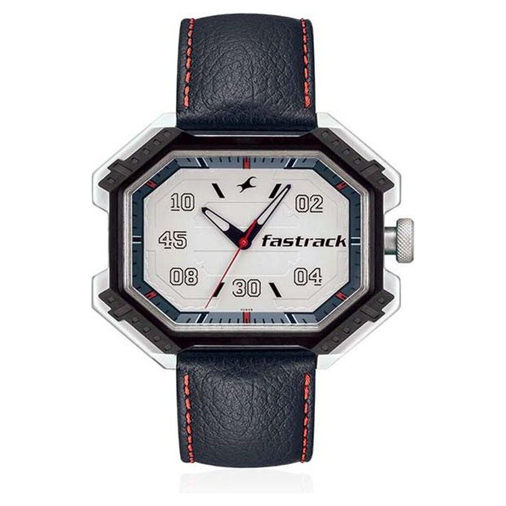 Buy Online Fastrack Quartz Analog White Dial Leather Strap Watch for Guys 3100sl04 Fastrack