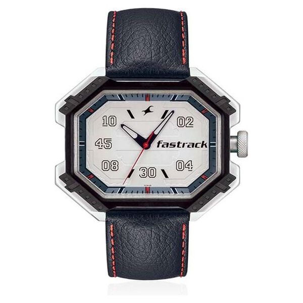 Fastrack Quartz Analog White Dial Leather Strap Watch for Guys - image number 0