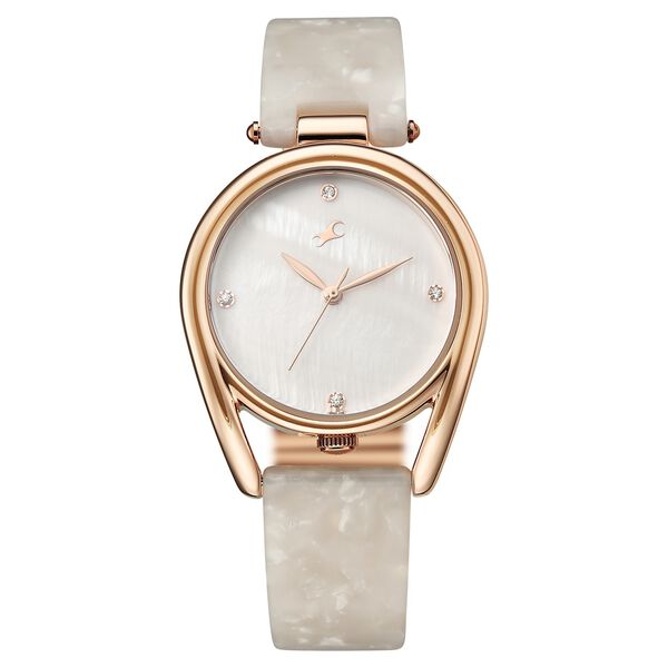 Fastrack Younique Quartz Analog Mother of Pearl Dial Two Toned Acetate & Metal Strap Watch For Girls - image number 0