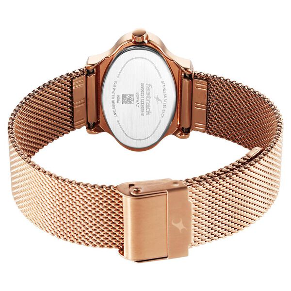 Fastrack Pulse Quartz Analog White Dial Rose Gold Stainless Steel Strap Watch For Girls - image number 4