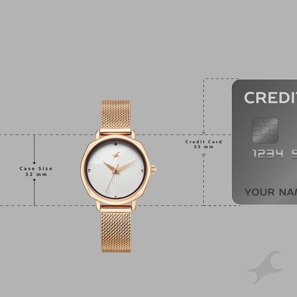 Fastrack Stunners Quartz Analog Silver Dial Rose Gold Stainless Steel Strap Watch For Girls - image number 3