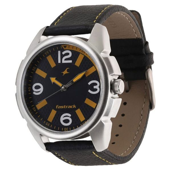 Fastrack Quartz Analog Black Dial Leather Strap Watch for Guys - image number 1