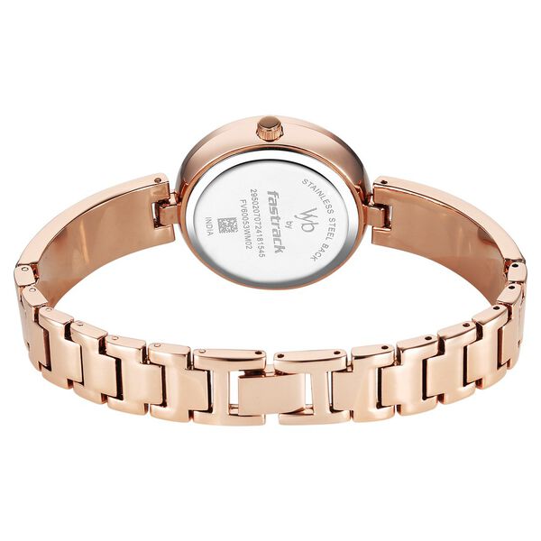 Fastrack Vyb Starlet Quartz Analog Pink Dial Rose Gold Color Metal Strap Watch For Girls - image number 5