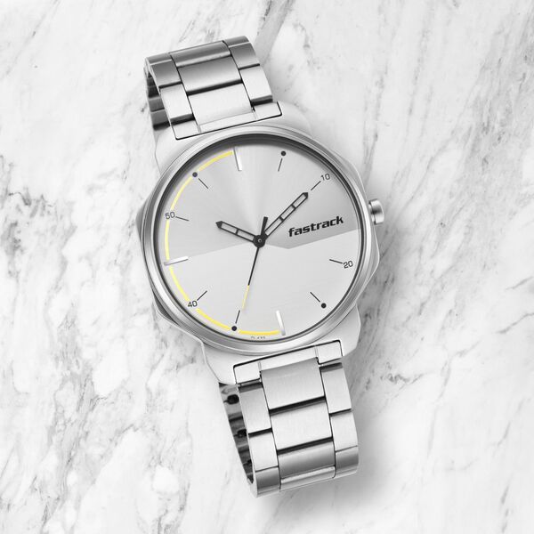 Fastrack Stunners Quartz Analog Silver Dial Metal Strap Watch for Guys - image number 0