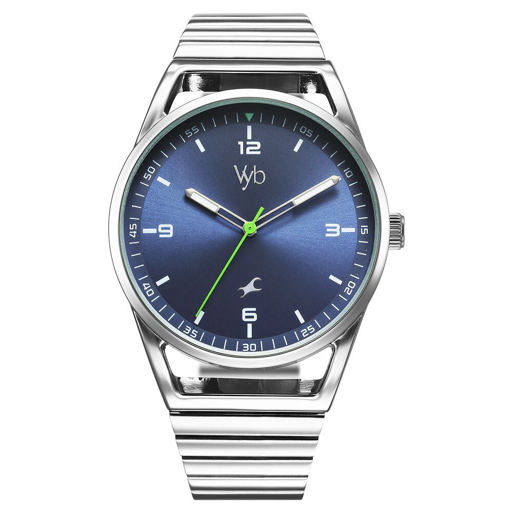 Buy Online Fastrack Vyb Horizon Quartz Analog Blue Dial Silver Metal Strap  Watch For Guys - fv30006sm01w | Fastrack