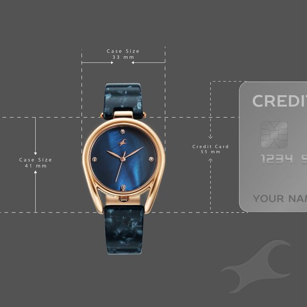 Fastrack Younique Quartz Analog Blue Mother Of Pearl Dial Two Toned Acetate & Metal Strap Watch For Girls - image number 3
