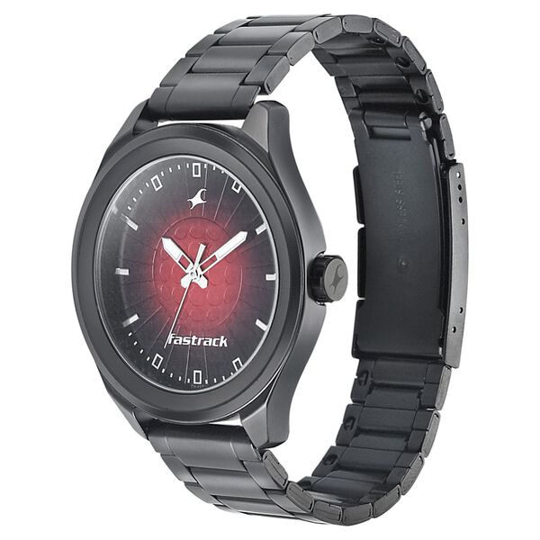 Fastrack Sunburn Quartz Analog Black Dial Stainless Steel Strap Watch for Guys - image number 2