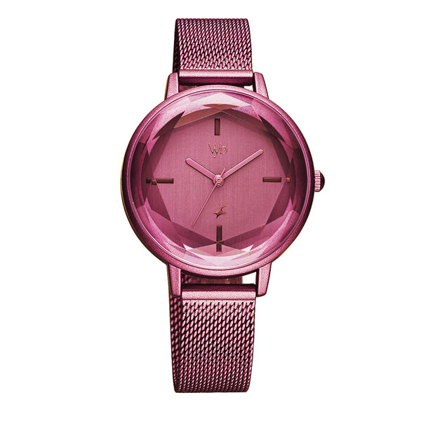 Fastrack Vyb Aurora Quartz Analog Pink Dial Stainless Steel Strap Watch for Girls - image number 2
