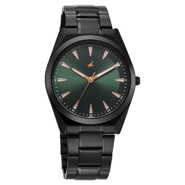 Fastrack Stunners X Quartz Analog Green Dial Stainless Steel Strap Watch For Guys - image number 1