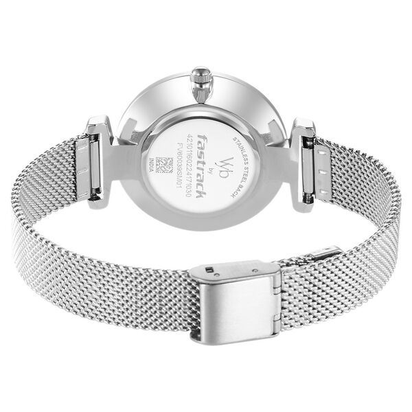 Fastrack Vyb Classique Quartz Analog Pink Dial Silver Metal Strap Watch For Women - image number 4