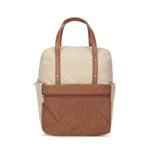 Quilted carry laptop backpack- beige - image number 1