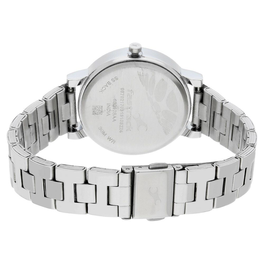 Buy Online Fastrack Fundamentals Quartz Analog Grey Dial Stainless Steel Strap Watch for Girls nm68010sm03 Fastrack