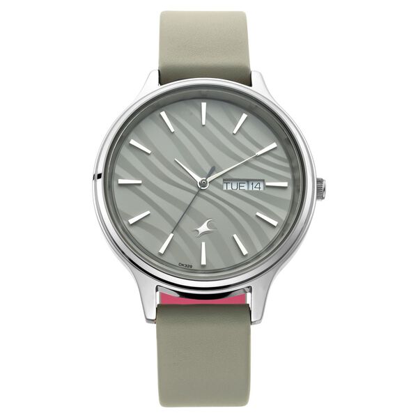 Fastrack Ruffles Quartz Analog with Day and Date Grey Dial Leather Strap Watch for Girls - image number 2