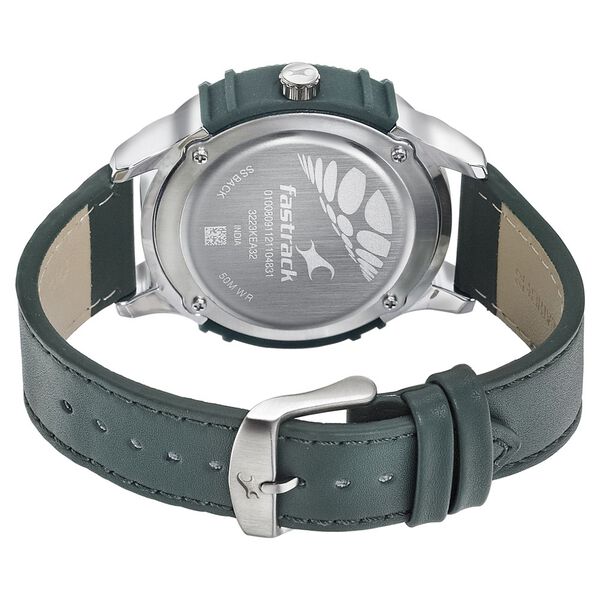 Fastrack Dial It Up Quartz Multifunction Green Dial Leather Strap Watch for Guys - image number 4