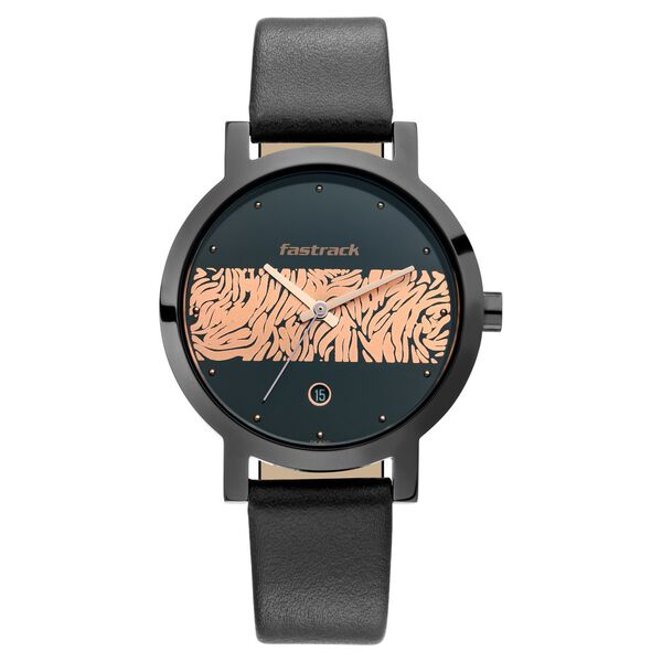 Fastrack Animal Print Quartz Analog with Date Bicolour Dial Leather Strap Watch for Girls - image number 2
