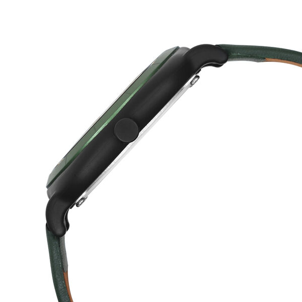 Fastrack Hype All Black Quartz Analog Black Dial With Green Leather Strap Watch For Unisex - image number 3