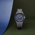 Fastrack Vyb Limitless Quartz Analog Blue Dial Grey Color Metal Strap Watch For Guys
