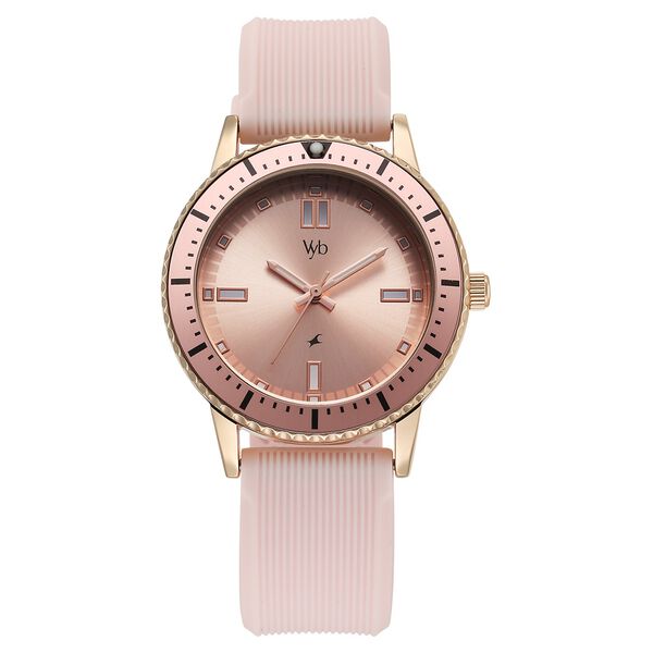 Vyb Manifester By Fastrack Quartz Analog Pink Dial Silicone Strap Watch For Girls - image number 2