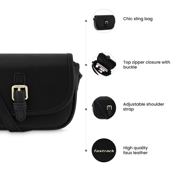 Fastrack Black Casual Sling Bag for Girls - image number 8