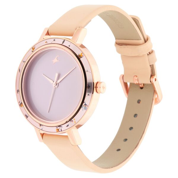 Fastrack Paint Me Quartz Analog Pink Dial Leather Strap Watch for Girls - image number 2