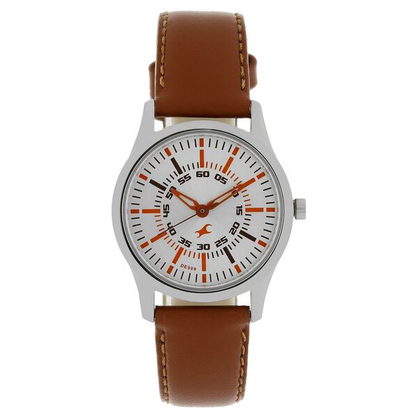Fastrack Warpaint Quartz Analog Silver Dial Leather Strap Watch for Girls - image number 0
