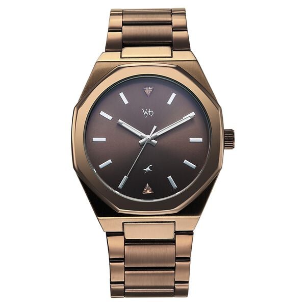 Vyb Nimbus By Fastrack Quartz Analog Brown Dial Brown Stainless Steel Strap Watch For Guys - image number 0