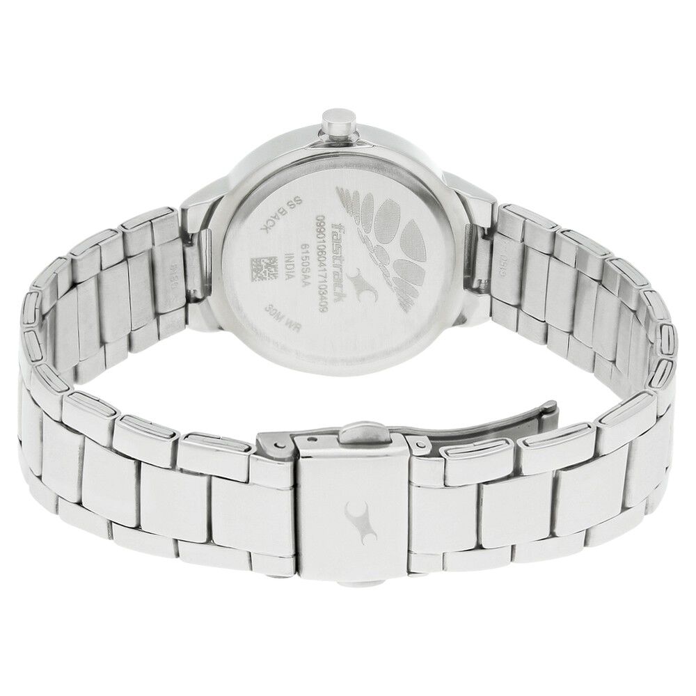 Fastrack Checkmate Quartz Analog Blue Dial Stainless Steel Strap Watch for Girls