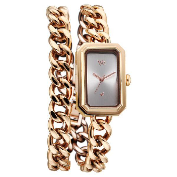 Vyb Showstopper By Fastrack Quartz Analog Silver Dial Metal Strap Watch For Girls - image number 1
