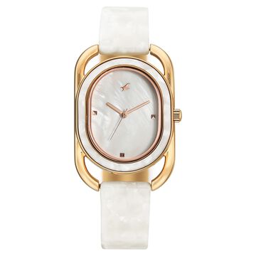 Fastrack Younique Quartz Analog Mother of Pearl Dial Two Toned Acetate & Metal Strap Watch For Girls