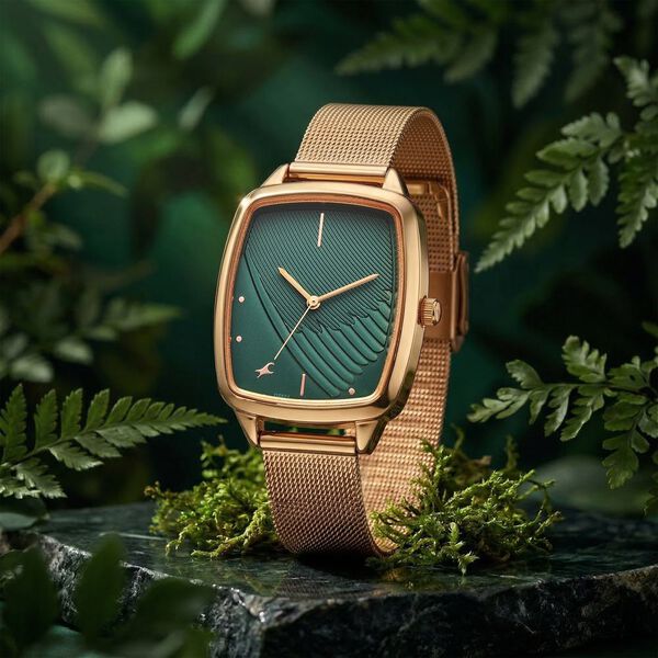 Fastrack Wild Quartz Analog Green Dial Rose Gold Stainless Steel Strap Watch For Girls - image number 1