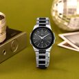 Vyb Nimbus By Fastrack Quartz Analog Grey Dial Two Toned Stainless Steel Strap Watch For Guys