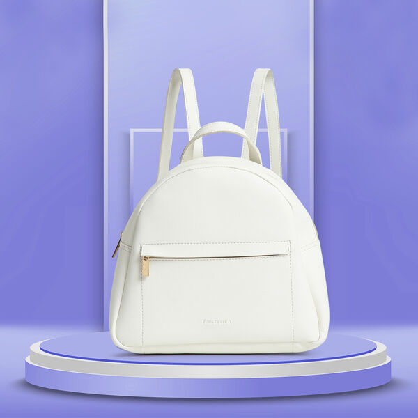 Fastrack Black College Backpack for Women | Trendy Minimalistic Backpack for Girls, Ladies, Women | College Bag for Everyday Wear made from High Quality Faux Leather (White) - image number 9