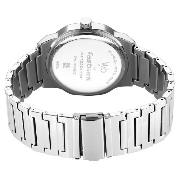Fastrack Vyb Quest Quartz Analog Blue Dial Silver Color Metal Strap Watch For Guys - image number 5
